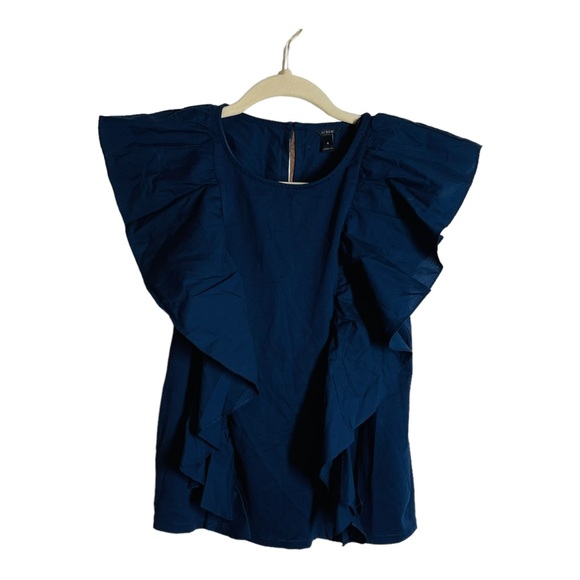 J. Crew Tops - J. Crew Ruffle Front Blouse Top navy
